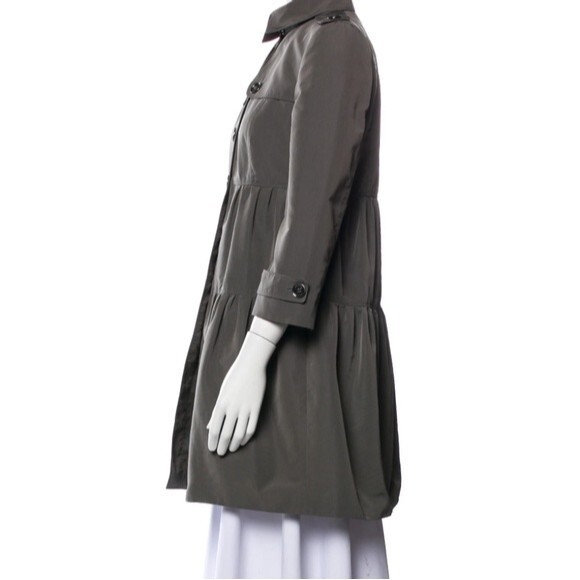 Burberry Gray Chic Edgy Feminine Coquette Girl Babydoll Tiered Trench Size 2 - Picture 4 of 4